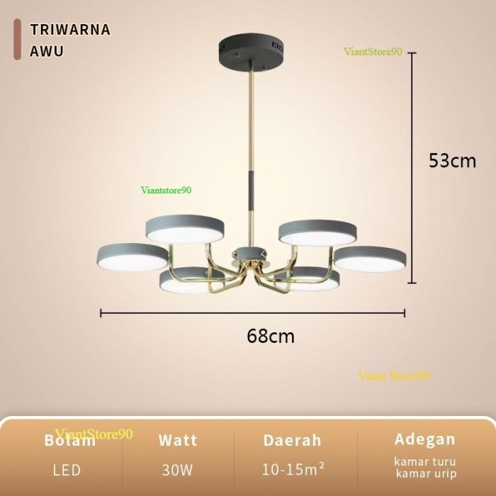 Gambar Sn! Lampu Gantung Modern Gaya Nordic Ruang Tamu Ruang Makan Kamar - Abu-abu 6 head dari Shin Shu undefined Tokopedia