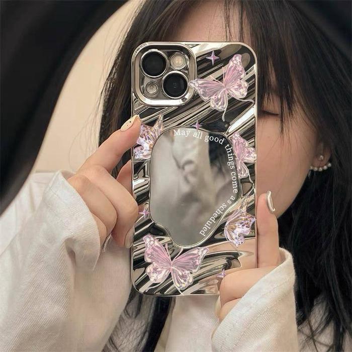 Gambar CASELIFY MIRROR BUTTERFLY WAVY IP X XR XS 11 12 13 14 15 PRO PLUS MAX - Silver, Ip 13 Pro Max dari CASELIFY ID undefined Tokopedia