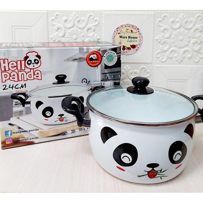 Gambar Panci Enamel Hello Panda 24 CM Tutup Kaca Maspion dari JAKXUIL undefined Tokopedia
