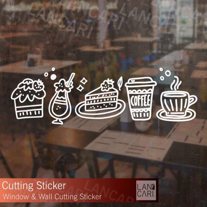 Gambar Sticker cutting Icon Logo Kopi Cake Ice Dekorasi Toko Resto Cafe Shop - Putih Doff dari LANCARI Design undefined Tokopedia