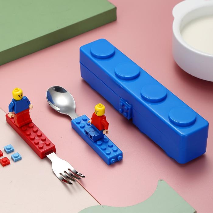 Gambar Children Building Block Fork Spoon Set With Storage Box Children dari Metro Moda undefined Tokopedia