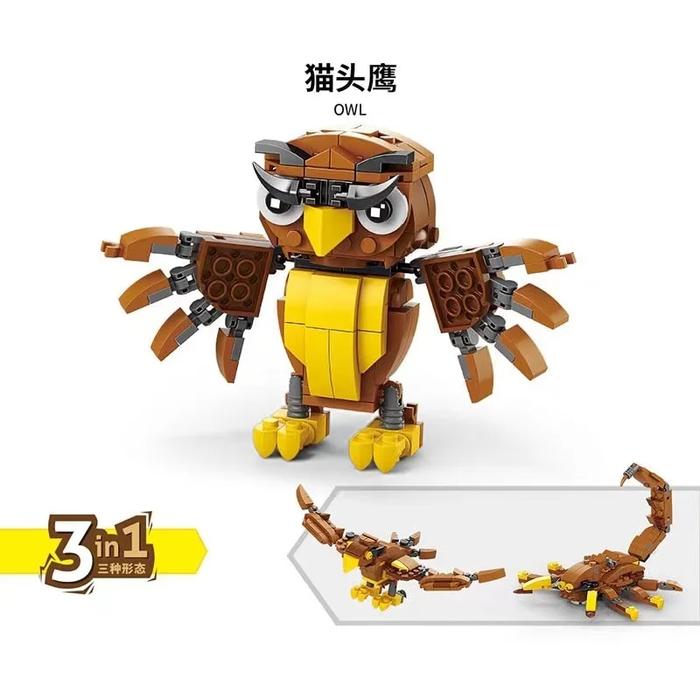 Gambar Hot! Creative 4 in 1 Animals Building Set Owl Shark Crocodle Tiger to dari ALVENA MALL undefined Tokopedia