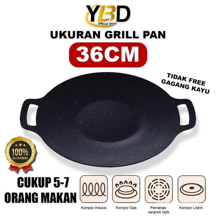 Gambar Grill Pan BBQ Tempat Alat pemanggang / wajan / teplon pemanggang - 36cm Tidak Gagang dari Toko YBD undefined Tokopedia