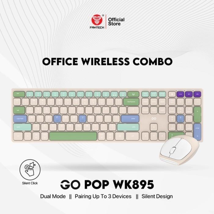 Gambar FANTECH Combo 2in1 Keyboard Mouse Wireless Fantech GO POP Series WK895 - Beige dari Carbon Official Store undefined Tokopedia