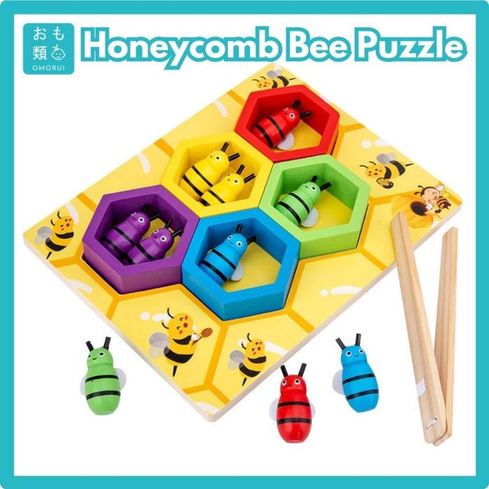 Gambar Mainan Edukasi Montessori Kayu Anak Busyboard Puzzle Balita Omorui - Bee Catching dari Omorui ID undefined Tokopedia