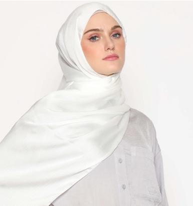 Gambar HIJAB PASHMINA SILK WANITA Kerudung Panjang Muslim Soft - Putih dari Konveksi Manset undefined Tokopedia