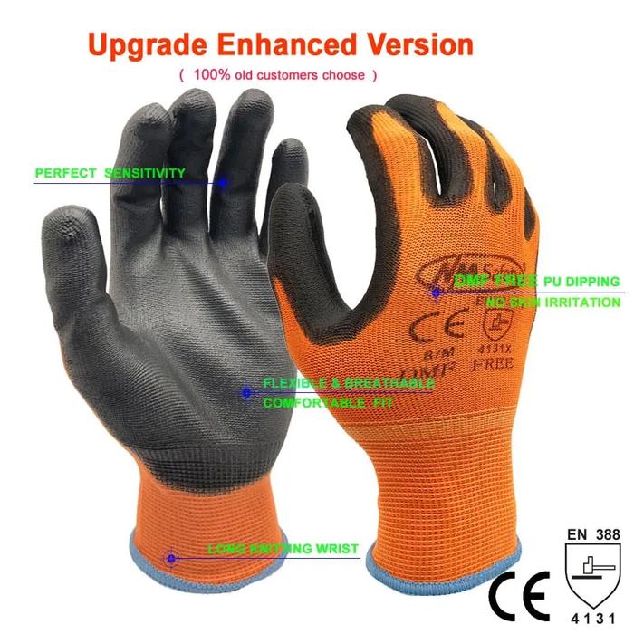 24pieces12 Pairs Work Gloves For Pu Palm Coating Safety Protective