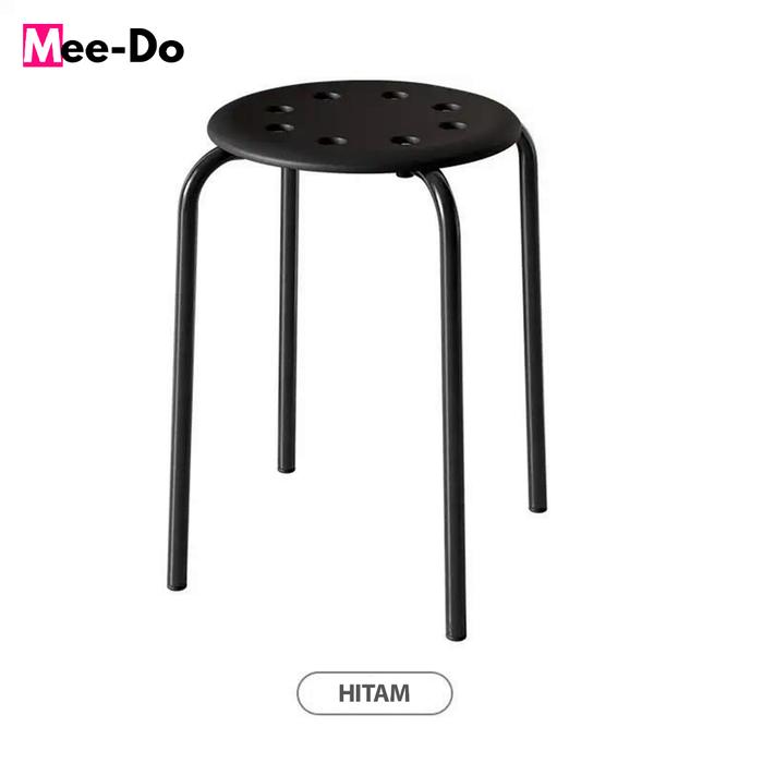 Gambar Kursi Bulat Plastik Cafe Bangku Bakso Makan Susun Tumpuk - BLACK dari Mee Do undefined Tokopedia