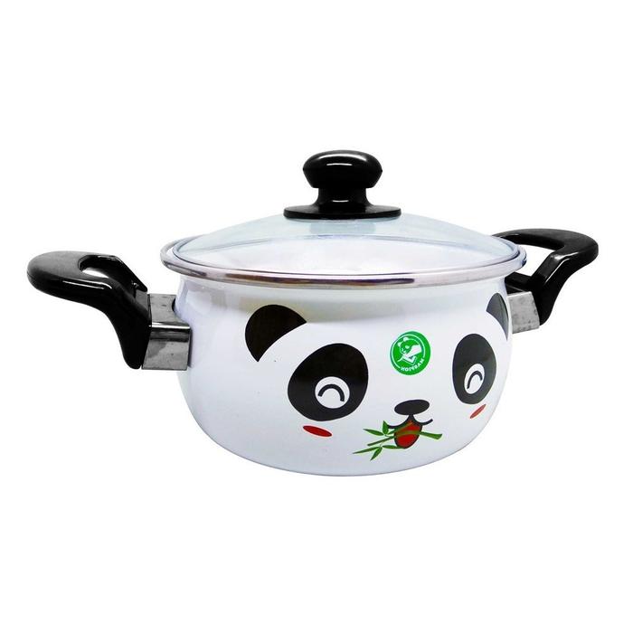 Gambar NEW Panci lucu Enamel 22cm //PANCI Tutup Kaca HELLO Panda Maspion dari mawarmela undefined Tokopedia