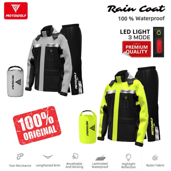 Jual JAS HUJAN MOTOWOLF RAINCOAT MOTOWOLF ORI WATERPROOF PLUS LED