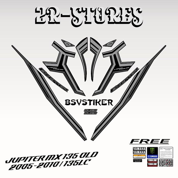 Gambar striping yamaha jupiter mx lama 135 sku 13 grafis simple dasar hitam - abu dari 2R STIKER undefined Tokopedia