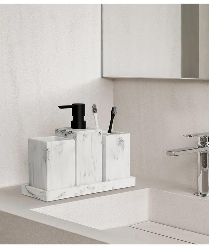Gambar Bathroom Accessories Complete Marble Pattern Lotion Soap dari nonfermentative undefined Tokopedia