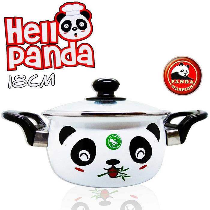 Gambar OBRAL Maspion Panci Enamel Hello Panda 18 cm - Putih/ Panci Masak dari Jololuko Store undefined Tokopedia