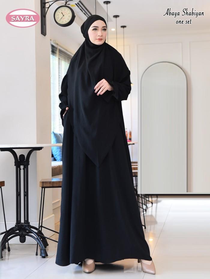 Gambar Gamis Wanita One Set Abaya Shabiyan Dress Wanita Muslim Sayra Official - Hitam dari Zona Fashion Muslim undefined Tokopedia