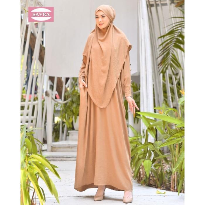 Gambar Gamis Abaya Cincin Ameena Syari Dress Wanita Muslim Sayra Official - Coklat Muda dari Zona Fashion Muslim undefined Tokopedia