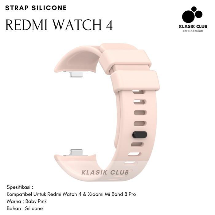 Gambar Strap Redmi Watch 4 Bahan Silicone Tali Pengganti Xiaomi Mi Band 8 Pro - A-BabyPink dari Klasik Club undefined Tokopedia