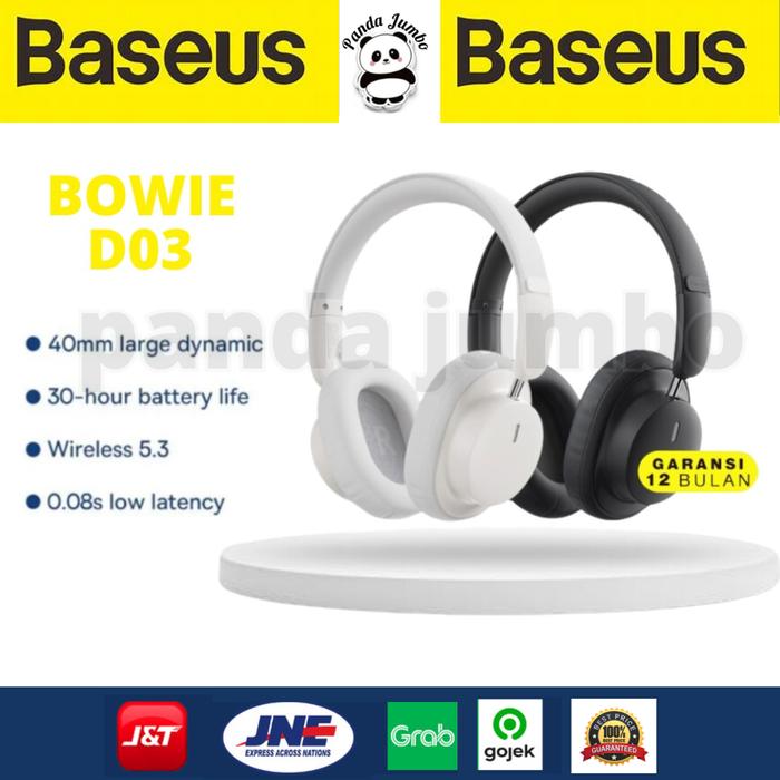 Gambar BASEUS BOWIE D03 WIRELESS BLUETOOTH 5.3 FOLDABLE HEADPHONE - WHITE dari Panda Jumbo undefined Tokopedia