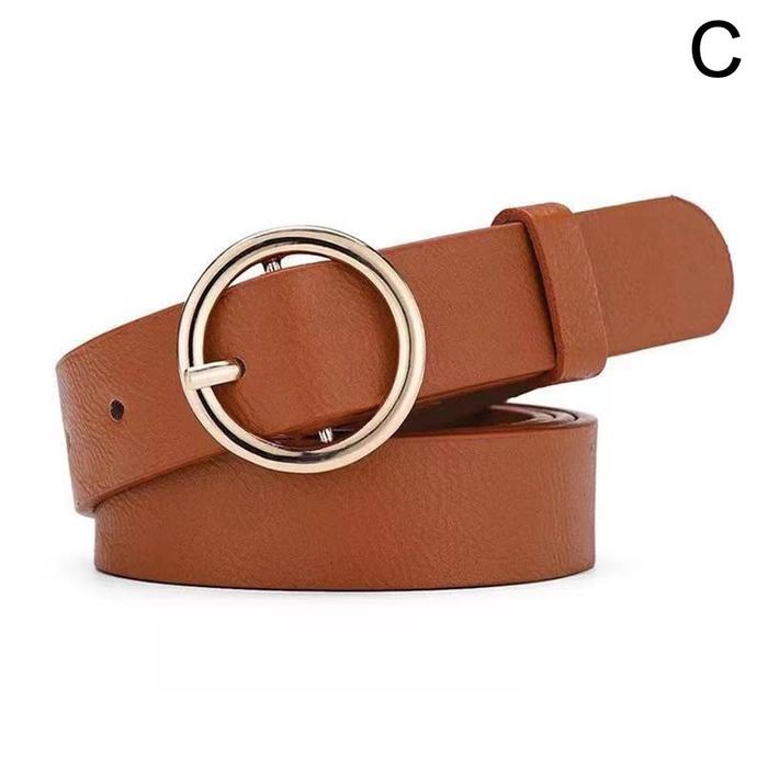Termurah Womens Belt Fashion Round Buckle Leather Belt Clothing Acces
