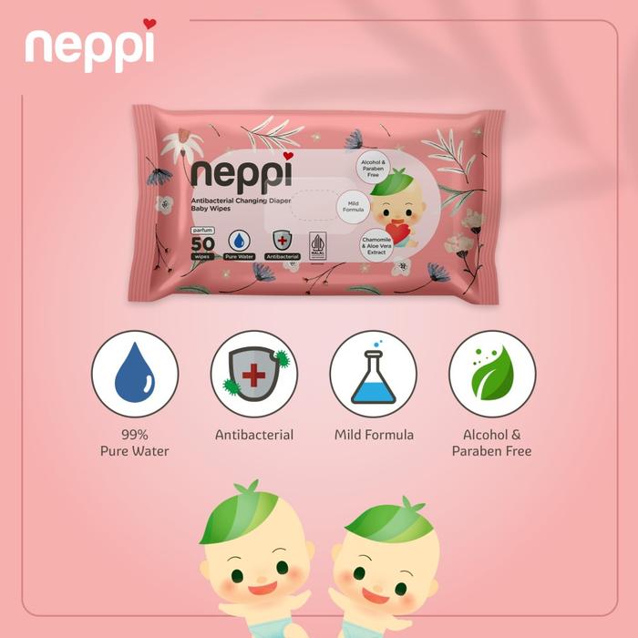 Gambar NEPPI ANTIBACTERIAL CHANGING DIAPER BABY WIPES 50PCS - With Parfum dari Papamama Babyshop undefined Tokopedia