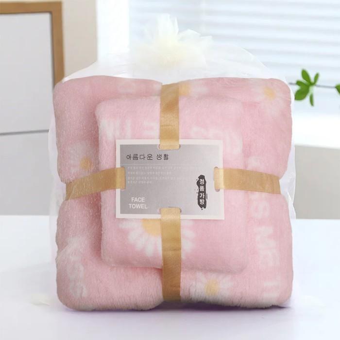 Gambar Handuk Mandi 2in1 Cotton Towel Motif Bunga Daya Serap Tinggi YQ-3 - BabyPink dari Oliviv_store undefined Tokopedia