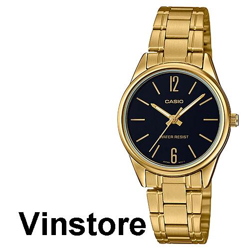 Baru Vinstore Casio Black Dial Stainless Steel Women Analog Quartz W