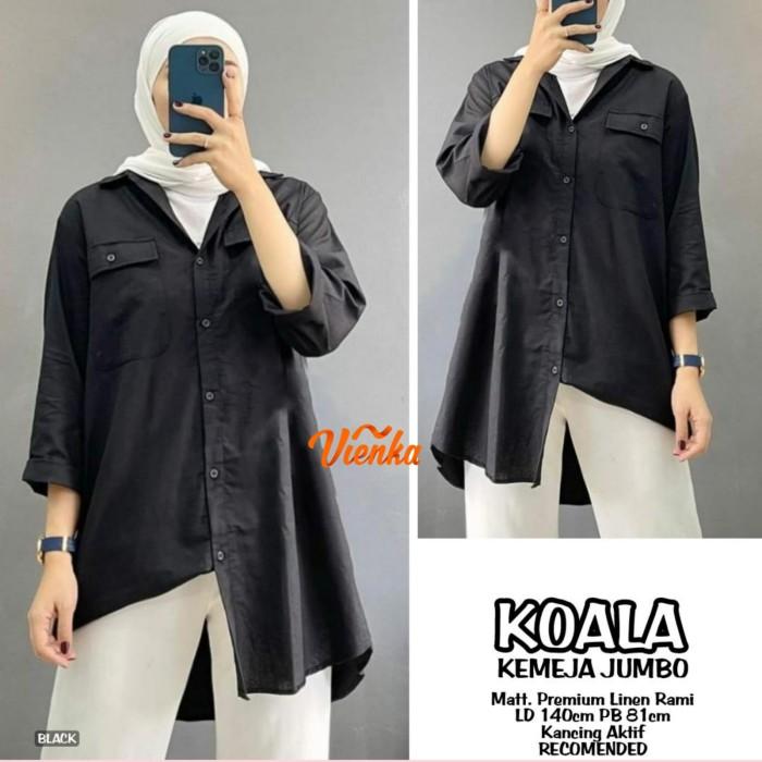 Gambar Kemeja Tunik Wanita Polos|Baju Atasan Tunik Linen Premium LD 140|Libby - Hitam dari Shabhicollection undefined Tokopedia