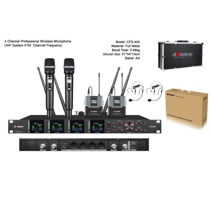 Gambar Mic Wireless Handheld Meja Clip on dBVoice dB Voice CFS 400 4 Mic UHF - Pegang+Clip on dari Musik Sound System undefined Tokopedia