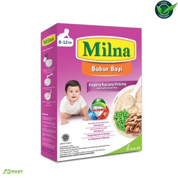 Gambar Milna Bubur Bayi Daging Kacang Polong 8-12 Bulan 120Gr dari Biyastor undefined Tokopedia