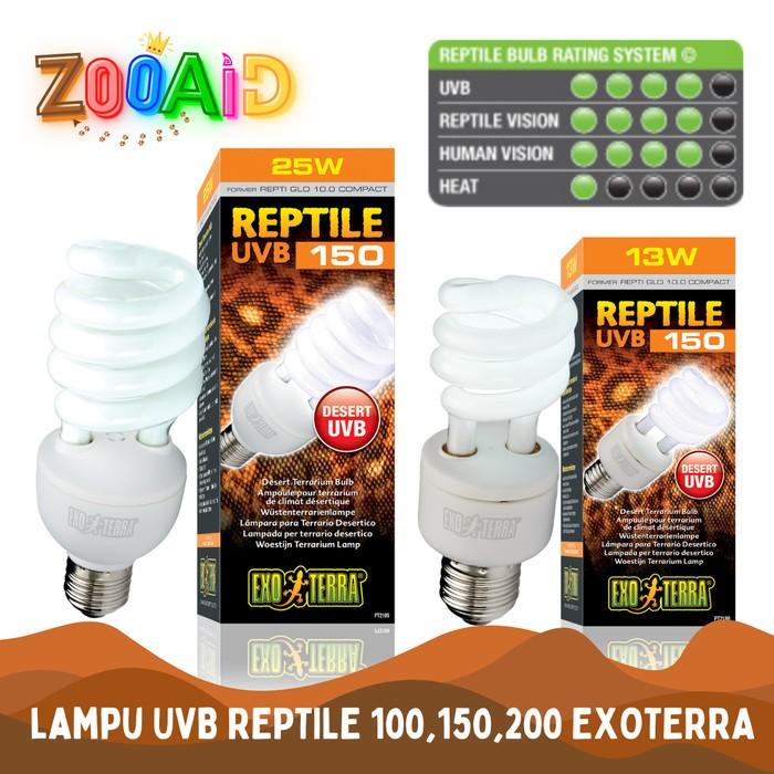 Gambar LAMPU UVB EXOTERRA 100 150 200 CALCIUM D3 REPTIL REPTILE SULCATA KURA - UVB 150, 25watt dari Zooaid undefined 4 Tokopedia
