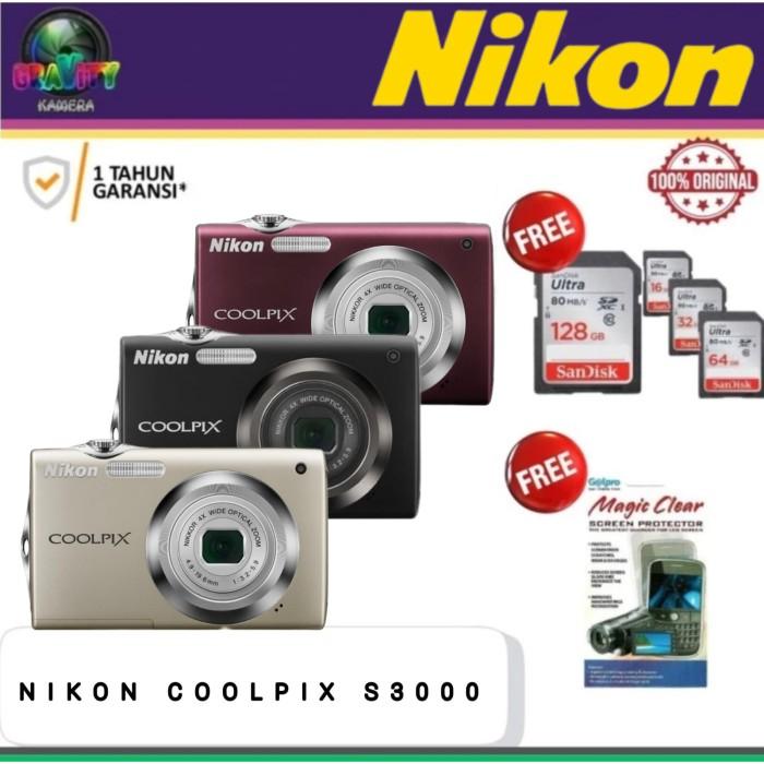 Gambar NIKON COOLPIX S3000 / CAMERA DIGITAL NIKON COOLPIX S3000 - BOX ORIGINAL, PAKET 64GB dari Gravity Kamera undefined Tokopedia