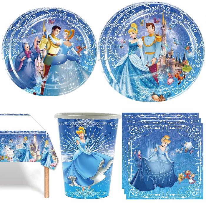 Gambar Cinderella Party Supplies Paper Cups Plates Napkins Tablecloth dari bismilah cel undefined Tokopedia