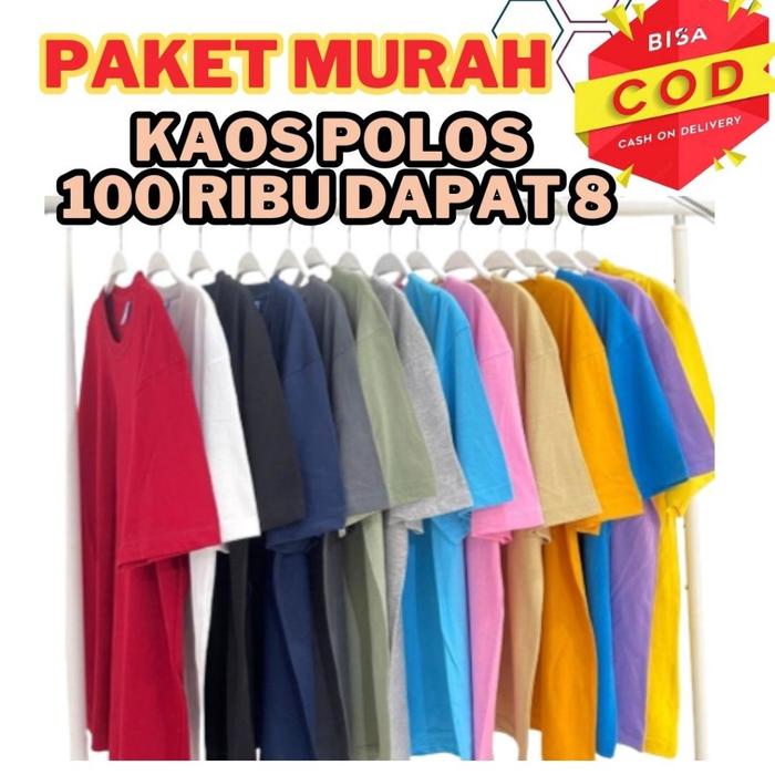 Gambar Promo Paket usaha Kaos polos 100 Ribu dapat 8 Kaos Oblong Pria wanita - SizeL 8Kaos, Gelap dari Fugaz One undefined Tokopedia