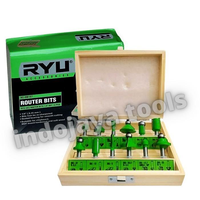 Gambar Ryu Mata Profil Set 12pcs Trimmer Router Bits Set 1/4' Kayu Router - Mata Router dari indojaya tools undefined Tokopedia