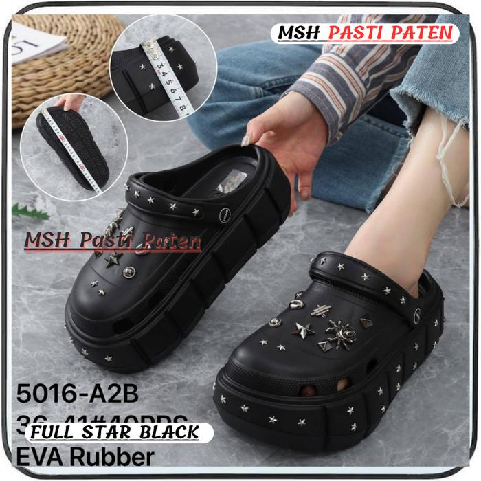 Gambar Sandal Baim Motif Star Tinggi 5 Cm Ringan Anti Slip Karet Sendal - FULLHITAM, 3637 dari MSH PASTI PATEN undefined Tokopedia