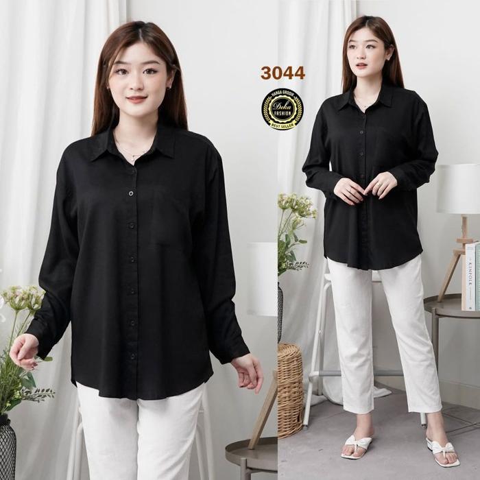 Gambar Kemeja Wanita Lengan Panjang Fashion Polos Kekinian Oversize Berkuali dari Goro My Marketwe undefined Tokopedia