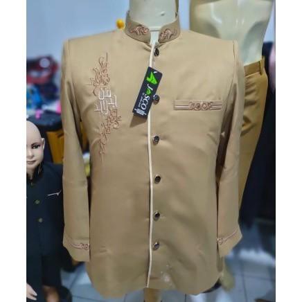Gambar JASKOKO BAJU LEBARAN MUSLIM PRIA JASKO TASIK MOTIF BORDIR KALIGRAFI - Coklatsusu, XL dari RZ Galeri undefined Tokopedia