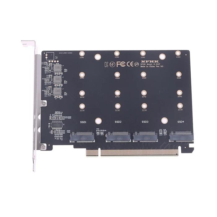 Pcie 40 50 X16 To 4-port Nvme M2 Ngff Ssd Adapter Card