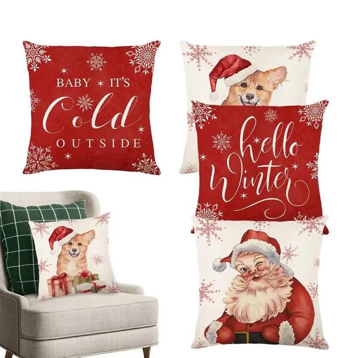 Jual Christmas Pillow Cases Set Pillowcase Throw Pillow Case 4pcs