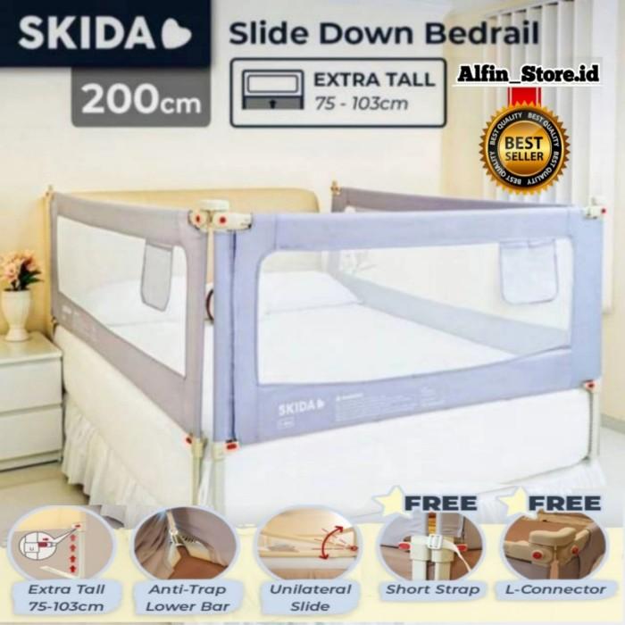 Gambar NEW PRODUCT BEDRAIL SKIDA [120/160/180/200] PAGAR RANJANG KASUR BAYI - 200-GREY dari RUANI CELL889 undefined Tokopedia