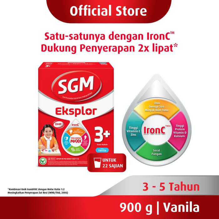 Gambar SGM Eksplor 3+ dengan IronC Susu Bubuk Rasa Vanilla 900GR dari izzorastore undefined Tokopedia