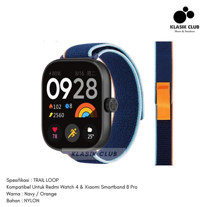 Strap Redmi Watch Trail Loop Tali Pengganti Xiaomi Smartband Pro Navy  Orange, Redmi Watch