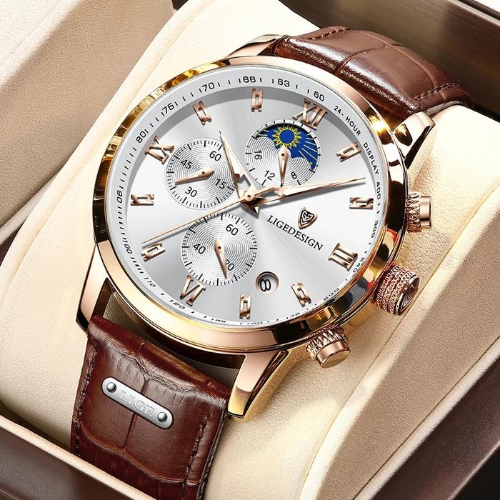 Lige Business Mens Watches Brand Luxury Leather Waterproof Sport