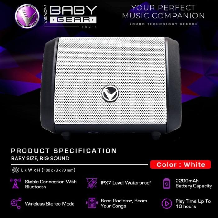 Gambar [New] Venom Baby Gear Vbg 1 Speaker Bluetooth - Putih dari CV Henk Bersama undefined Tokopedia