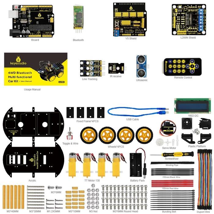 Gambar [Baru] Kit Arduino Mobil Robot Arduino Keyestudio 4Wd Smart Car 4Wd - Rakit Sendiri dari CV Abdullah Bersama undefined Tokopedia