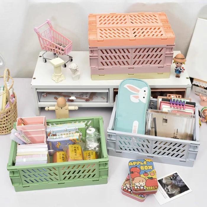Gambar Box Keranjang Lipat Mini Kecil Perapih Meja ATK Storage Multifungsi - Hijau dari Lbagstoremall undefined Tokopedia