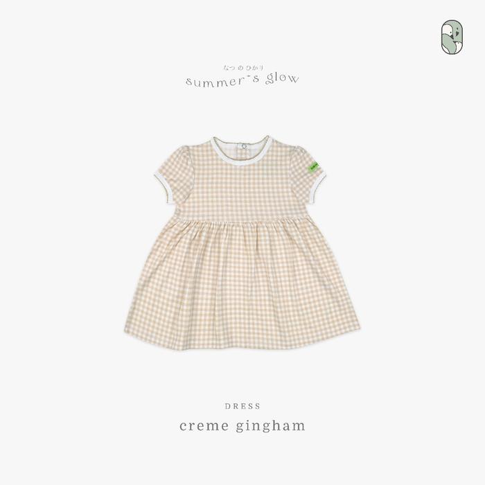 Gambar HAMAKO - Skater Dress - Dress Anak Perempuan TENCEL - Creme Gingham, 80 (12-18 mo) dari Hamako undefined Tokopedia