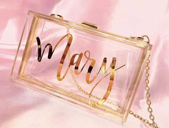 Jual Personalized Acrylic Purse Clutch Monogrammed Bridesmaid