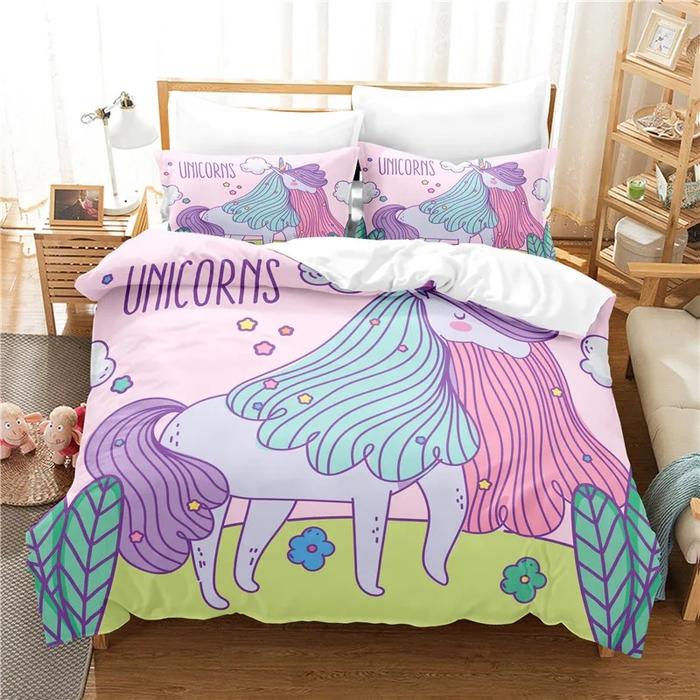 Gambar Lucky Unicorn Bedding Set Duvet Cover Set 3D Bedding Digital Prin dari Luna Cairo undefined Tokopedia