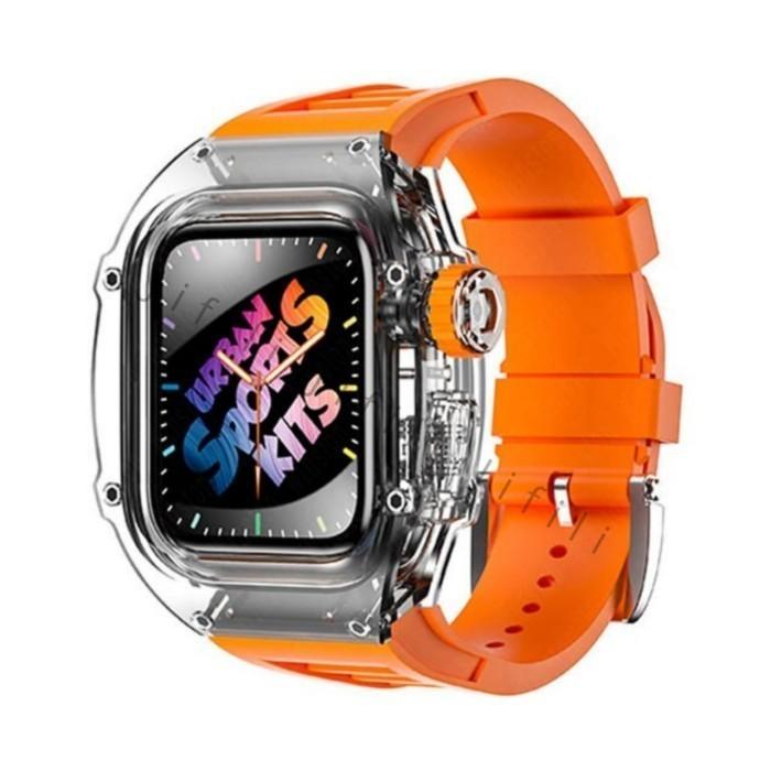 Gambar Apple Watch Series 8 7 6 SE 5 4 Strap + Case RM ICE TRANSPARAN 45/44mm - Sunset orange dari JIFICI ACC undefined Tokopedia
