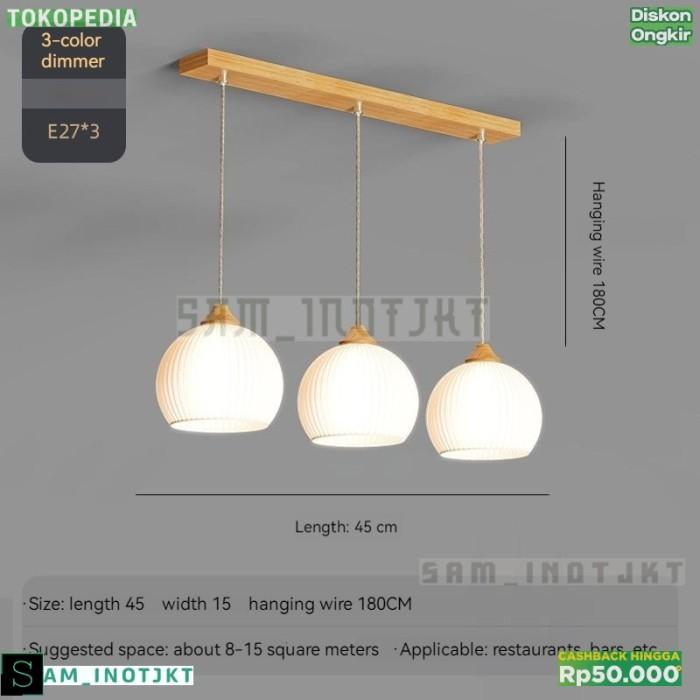 Gambar Mp* Lampu Gantung Meja Makan Kepala Tiga Drop Ceiling Light Ruang - B-3 Warna Lampu dari bendera merah putih ku undefined Tokopedia